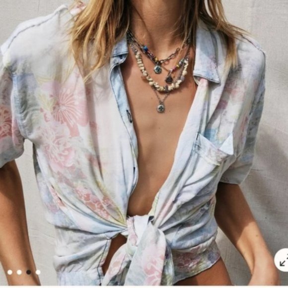 Free People Tops - NWT Free People floral print shirt blouse top S